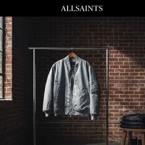 AllSaints Men’s Gray Lightweight Bomber Jacket